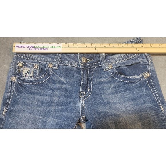 Miss Me Shorts Women's 28 Bermuda Mid Rise Flap Pocket Embellished Denim Shorts - Picture 4 of 16